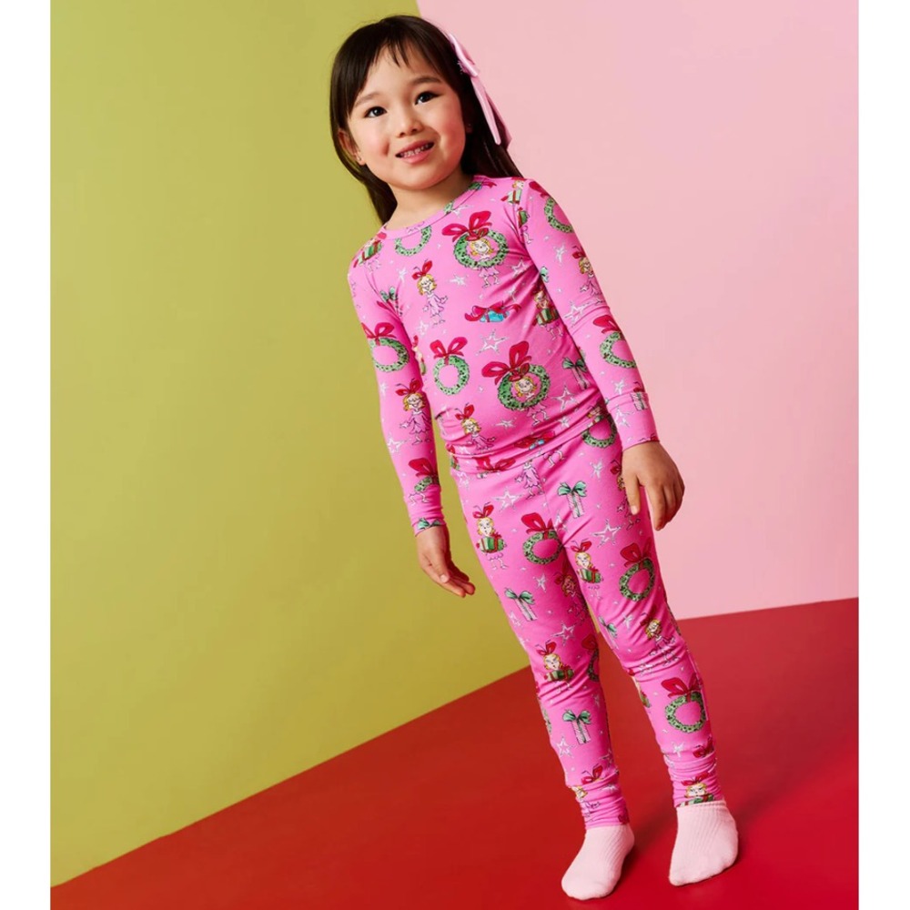 Posh Peanut 7/8 Dr. Seuss Grinch Pink Cindy Lou Who Pajama PJ Set NWT